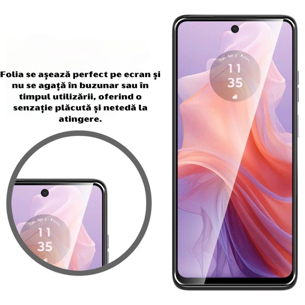 Set 2 Folii de Sticla Transparente pentru Motorola Moto E14 - Full Glue - Kit Montare Inclus [4]