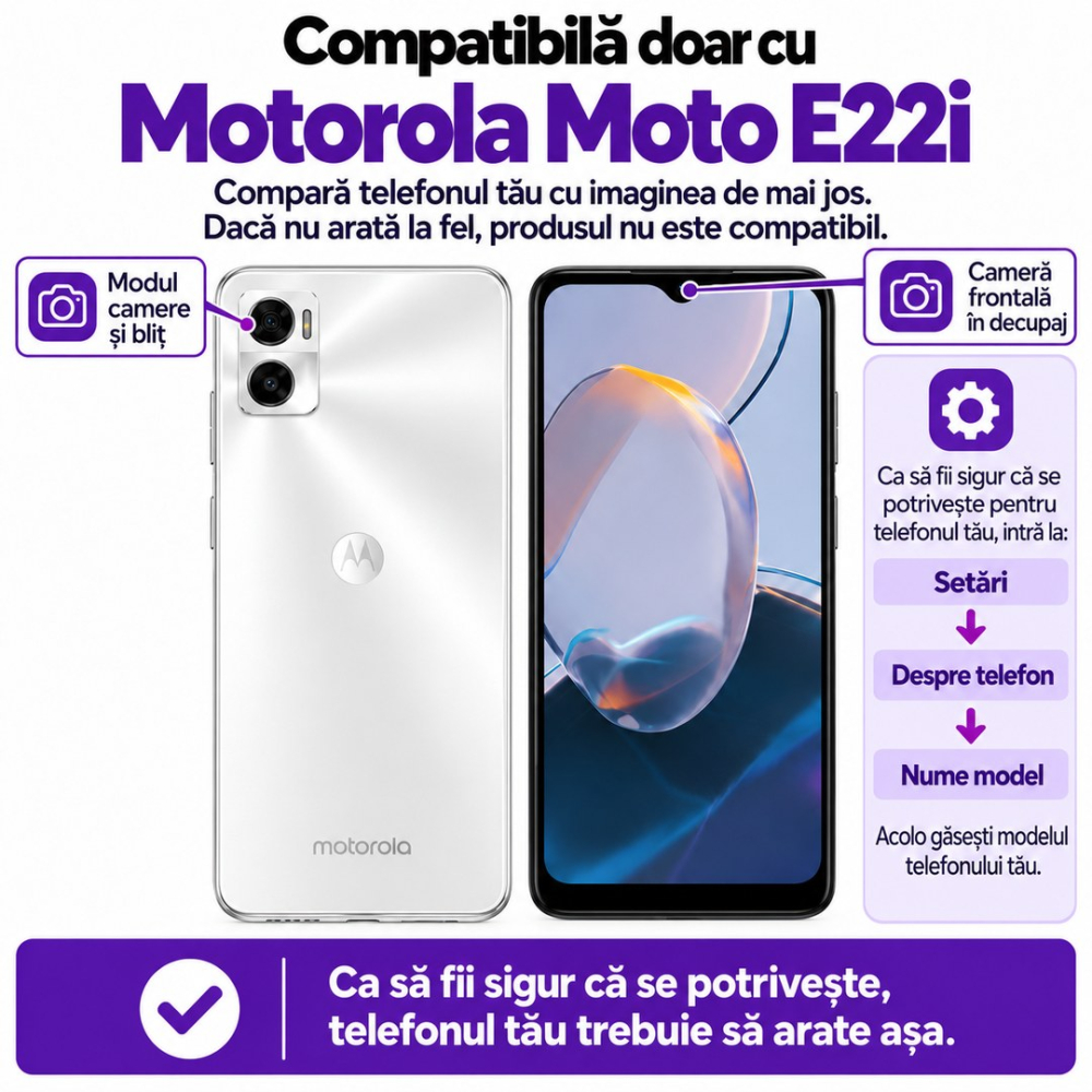 Set 2 Folii de Sticla Transparente pentru Motorola Moto E22i - Full Glue - Kit Montare Inclus [2]