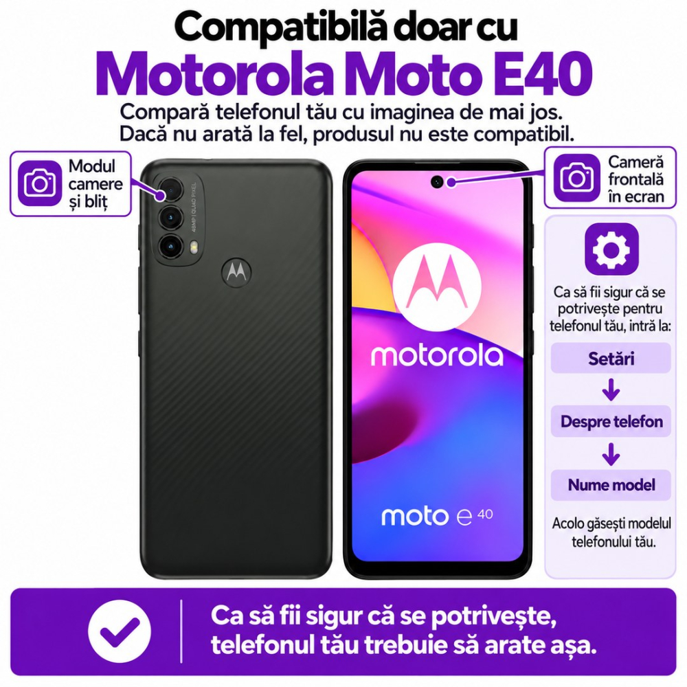 Set 2 Folii de Sticla Transparente pentru Motorola Moto E40 - Full Glue - Kit Montare Inclus [2]