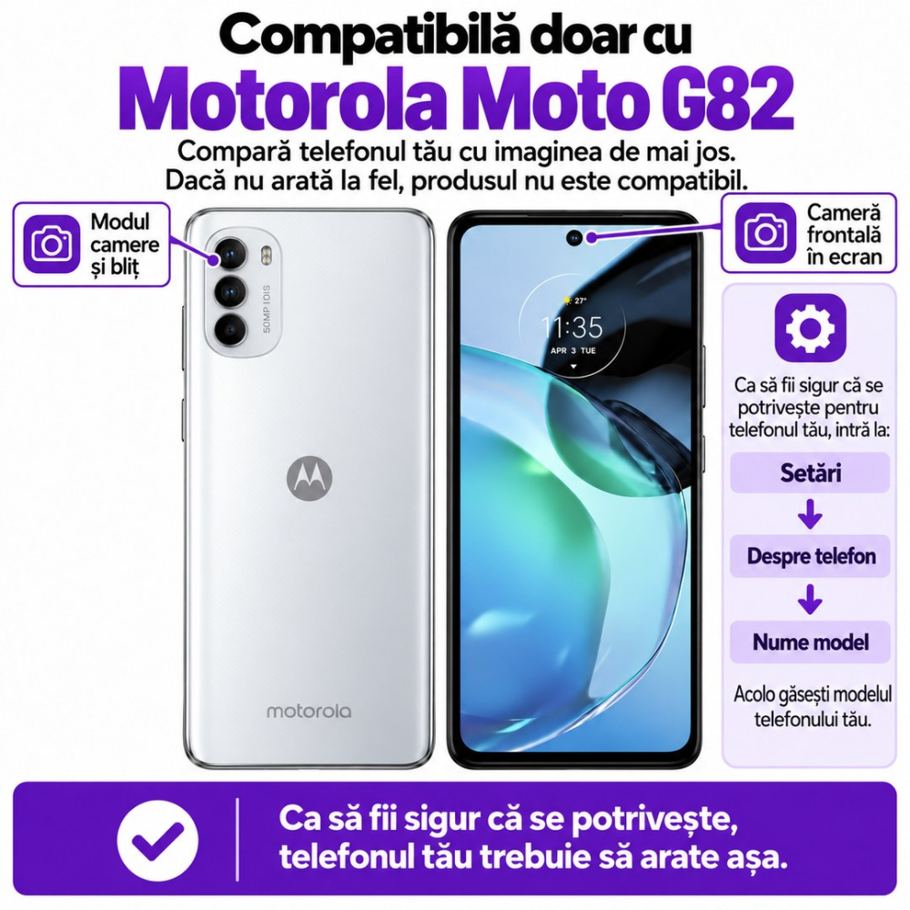 Set 2 Folii de Sticla Transparente pentru Motorola Moto G82 - Full Glue - Kit Montare Inclus [2]