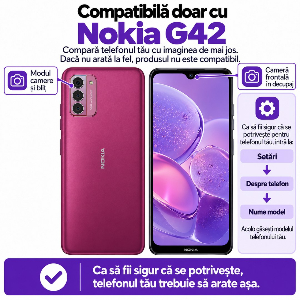 Set 2 Folii de Sticla Transparente pentru Nokia G42 - Full Glue - Kit Montare Inclus [2]