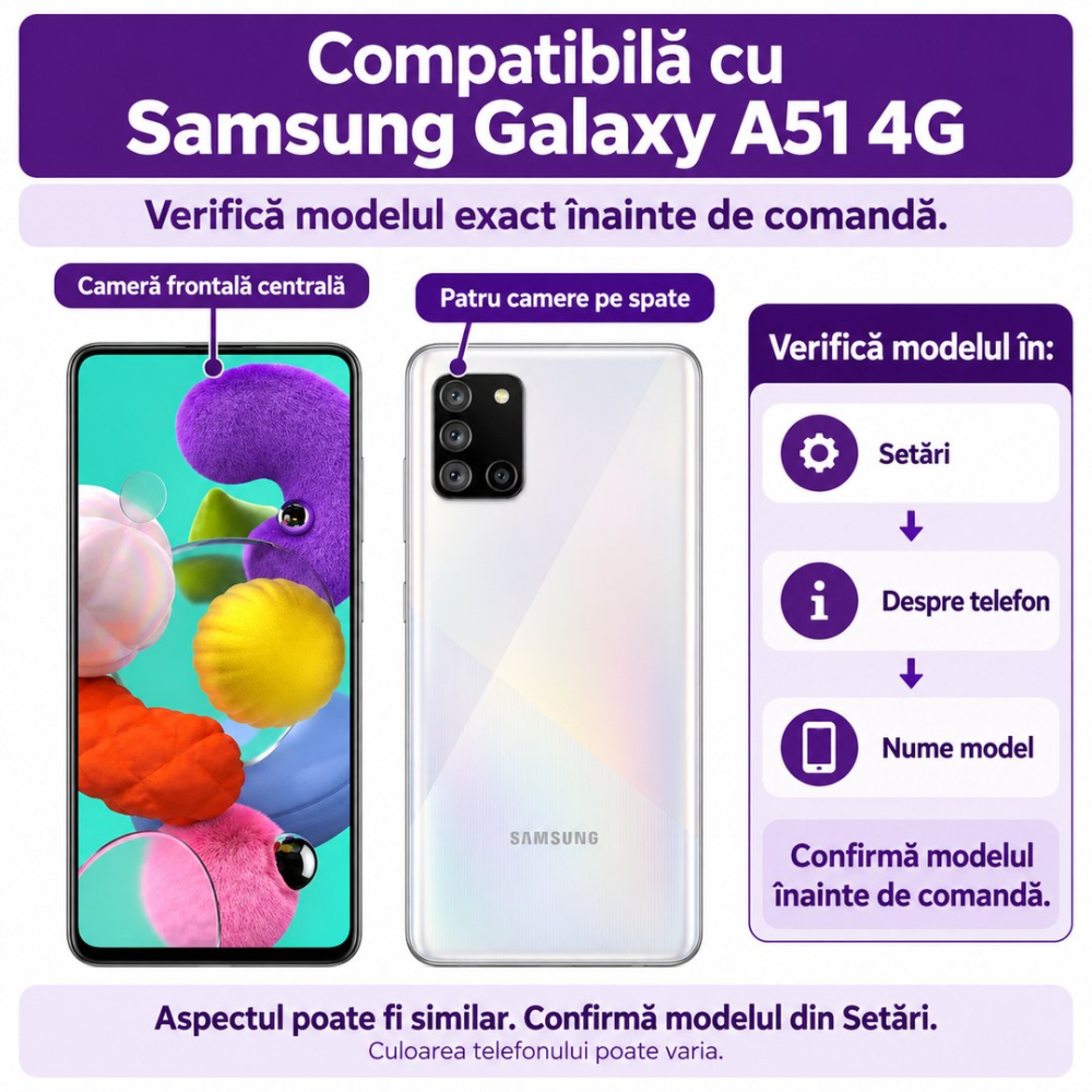 Set 2 Folii de Sticla Transparente pentru Samsung Galaxy A51 4G - Full Glue - Kit Montare Inclus [2]