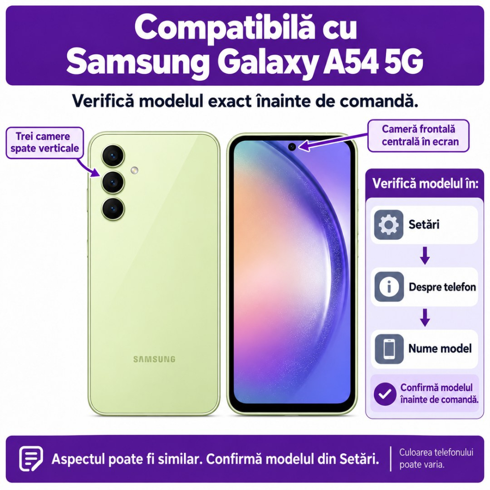 Set 2 Folii de Sticla Transparente pentru Samsung Galaxy A54 5G - Full Glue - Kit Montare Inclus [2]