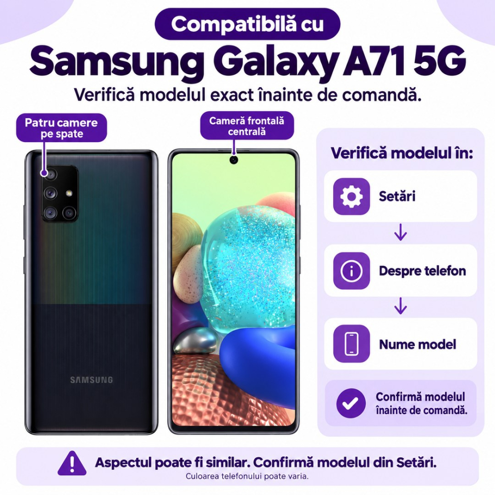 Set 2 Folii de Sticla Transparente pentru Samsung Galaxy A71 5G - Full Glue - Kit Montare Inclus - ZetGSM [2]