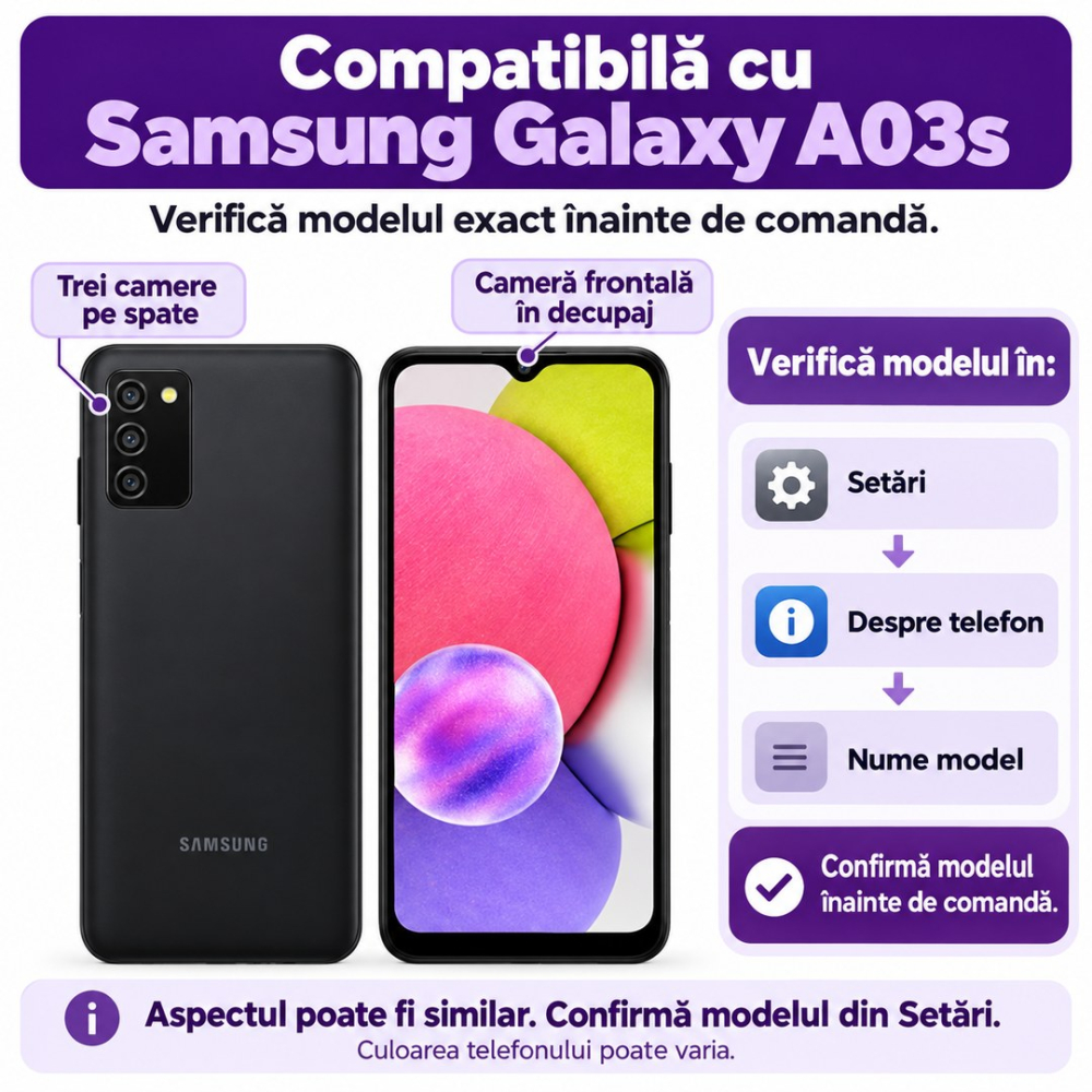 Set 2 Folii de Sticla Transparente Premium pentru Samsung Galaxy A03s - Full Glue - Kit Montare Inclus [2]