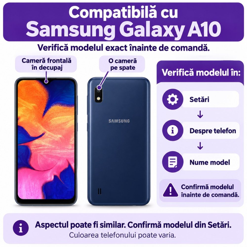 Set 2 Folii de Sticla Transparente Premium pentru Samsung Galaxy A10 - Full Glue - Kit Montare Inclus [2]