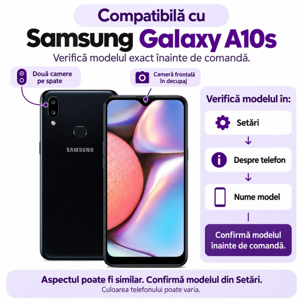 Set 2 Folii de Sticla Transparente Premium pentru Samsung Galaxy A10s - Full Glue - Kit Montare Inclus [2]