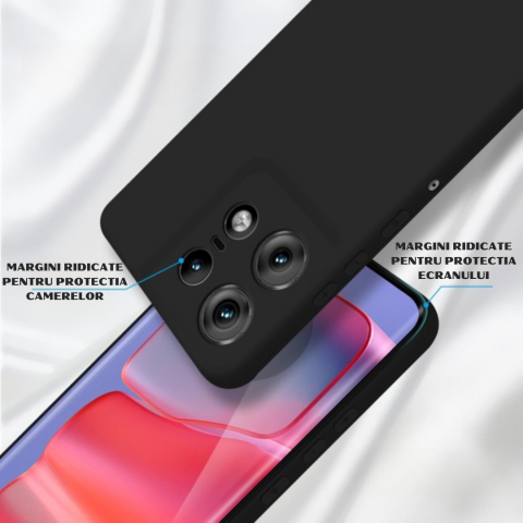 Husa pentru Motorola Edge 50 Pro din sIlicon catifelat cu interior din microfibra si protectie la camere - Negru [2]