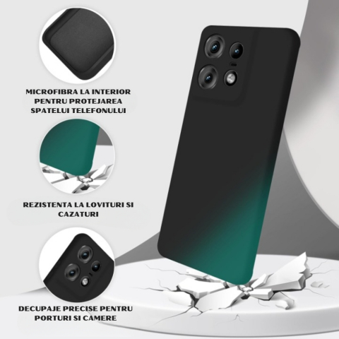 Husa pentru Motorola Edge 50 Pro din sIlicon catifelat cu interior din microfibra si protectie la camere - Negru [1]