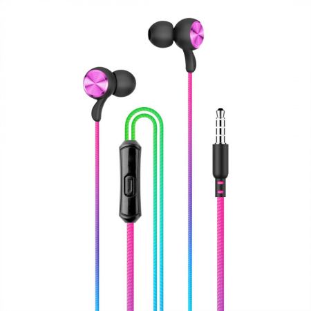 Casti audio cu fir si microfon, mufă jack 3,5mm - Setty SPD-J-313 - Curcubeu