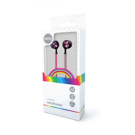 Casti audio cu fir si microfon, mufă jack 3,5mm - Setty SPD-J-313 - Curcubeu [2]