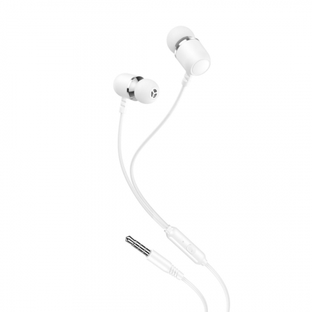 Căști audio cu fir și microfon, mufă jack 3,5mm - XO EP64 - Alb