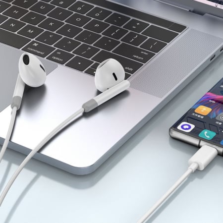 Casti audio cu fir si microfon, mufa Type-C - WIWU EB314 - Alb [3]