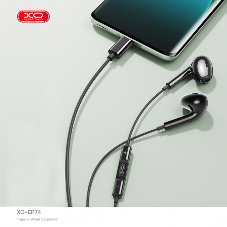 Casti audio cu fir si microfon, mufa Type-C - XO EP74 [3]