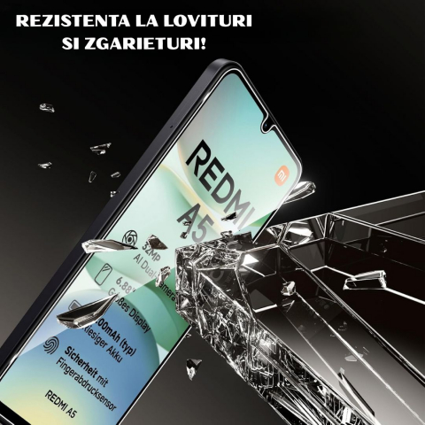 Folie de Protectie din Sticla securizata pentru Xiaomi Redmi A5 cu Kit Montare Inclus, Adeziv pe toata suprafata, Protectie Anti-Zgarieturi si Socuri [1]