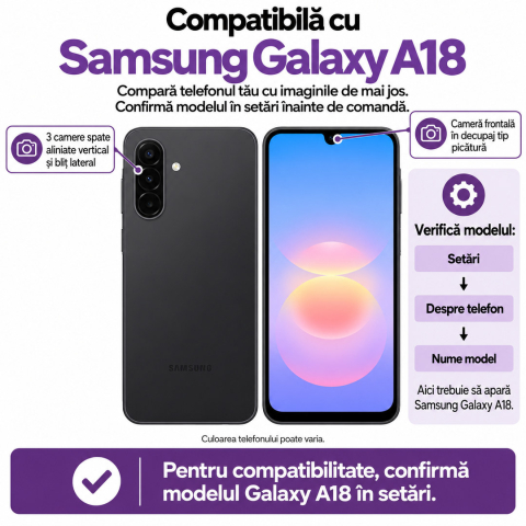 Set 2 Folii de Sticla Transparente pentru Samsung Galaxy A18 - Full Glue - Kit Montare Inclus - ZetGSM [1]