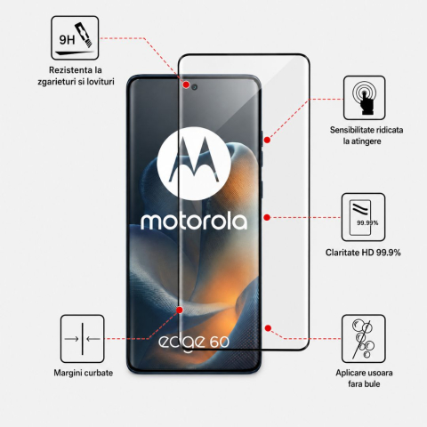 Folie sticla Curbata pentru Motorola Edge 60 cu Adeziv pe toata suprafata, Protectie Anti-Zgarieturi si Socuri [3]