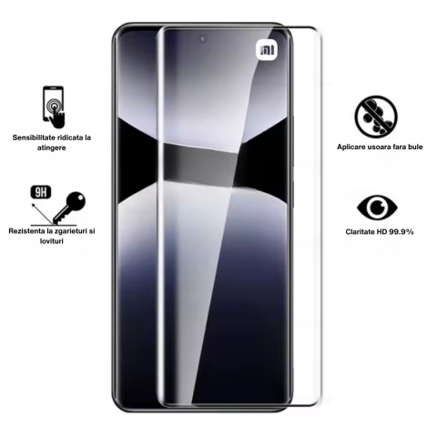 Folie sticla Premium Curbata pentru Xiaomi Redmi Note 14 Pro 4G cu Adeziv pe toata suprafata, Protectie Anti-Zgarieturi si Socuri [1]