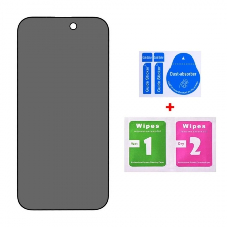 Set 2 Folii de Sticla Securizata Privacy pentru iPhone 14 Pro cu Kit Montare Inclus - Adeziv pe toata suprafata - ZetGSM [2]