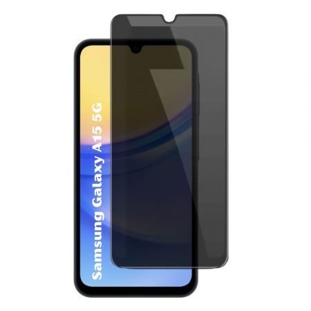 Folii Privacy - Set 2 Folii de Sticla Privacy pentru Samsung Galaxy A15 5G - Full Glue - Kit Montare Inclus