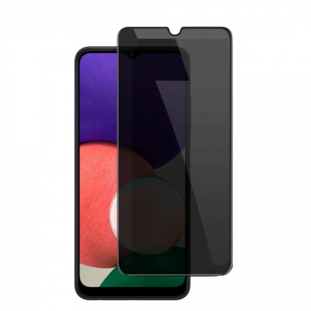 Folii Privacy - Set 2 Folii de Sticla Privacy pentru Samsung Galaxy A22 5G - Full Glue - Kit Montare Inclus