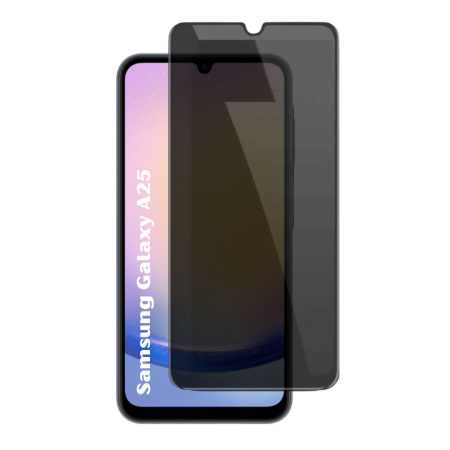 Folii Privacy - Set 2 Folii de Sticla Privacy pentru Samsung Galaxy A25 - Full Glue - Kit Montare Inclus