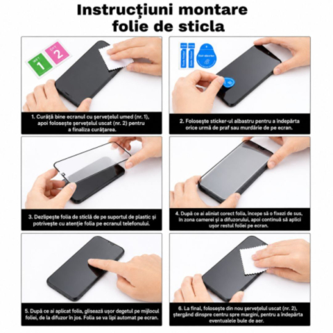 Folie Sticlă Securizată pentru ZTE Blade V50 Design 5G - Full Glue, Kit Montare Inclus [4]