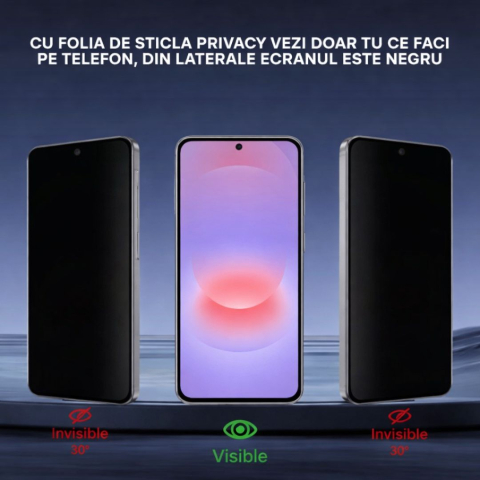 Folie sticla securizata privacy pentru Samsung Galaxy A37 5G cu  Kit Montare Inclus pentru Aplicare Rapida si Usoara [1]