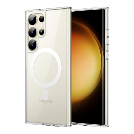 Huse Telefoane - Husa Anti-Shock MagSafe pentru Samsung Galaxy S23 Ultra - Transparenta