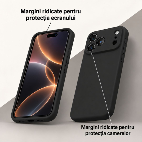 Husa compatibila iPhone 18 Pro Max din silicon catifelat cu interior din microfibra si protectie la camere - ZetGSM [3]