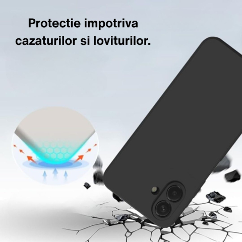 Husa compatibila Samsung Galaxy A07 din sIlicon catifelat cu interior din microfibra si protectie la camere - Negru [1]