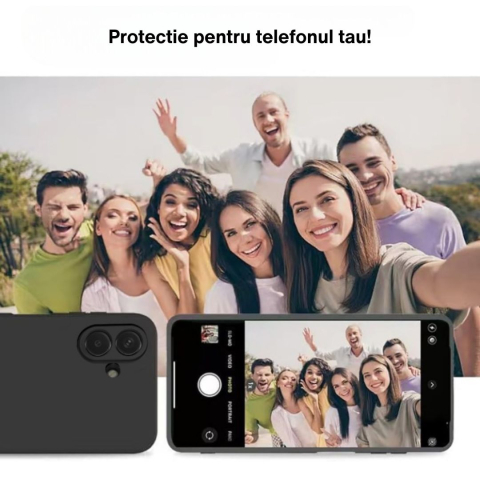Husa compatibila Samsung Galaxy A07 din sIlicon catifelat cu interior din microfibra si protectie la camere - Negru [3]