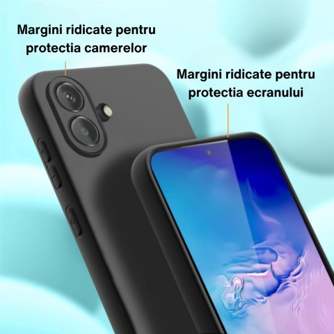 Husa compatibila Samsung Galaxy A07 din sIlicon catifelat cu interior din microfibra si protectie la camere - Negru [2]
