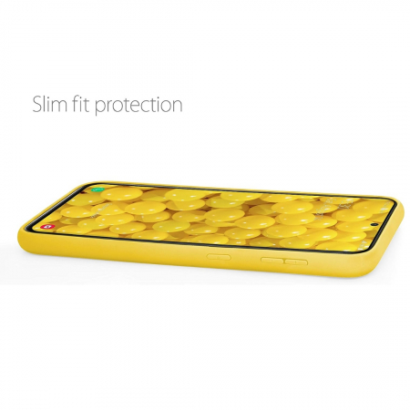 Husa compatibila Samsung Galaxy S21 din sIlicon catifelat cu interior din microfibra - Galben [2]