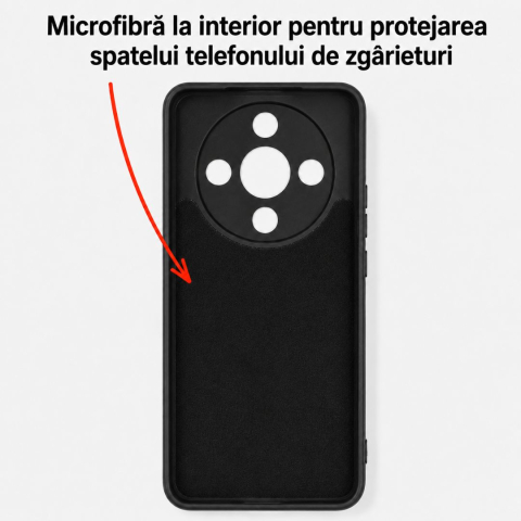 Husa pentru Honor Magic8 Lite din sIlicon catifelat cu interior din microfibra si protectie la camere - Negru [2]
