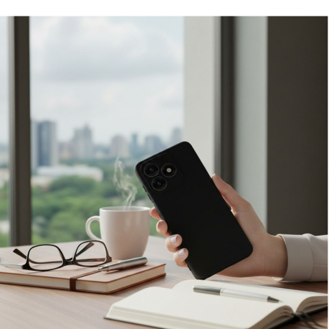 Husa pentru Honor X5c Plus din sIlicon catifelat cu interior din microfibra si protectie la camere - Negru [7]