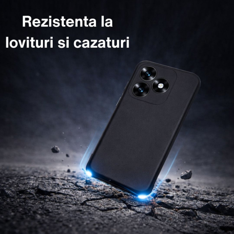 Husa pentru Honor X5c Plus din sIlicon catifelat cu interior din microfibra si protectie la camere - Negru [1]