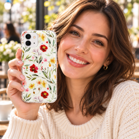 Husa pentru iPhone 12 cu imprimeu floral, rezistenta la socuri si lovituri - ZetGSM [7]