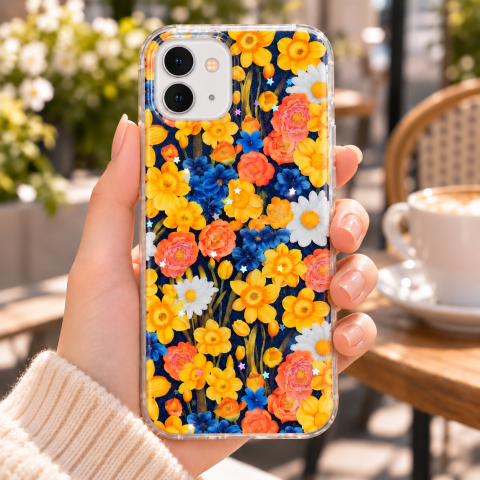 Husa pentru iPhone 12 cu imprimeu floral, rezistenta la socuri si lovituri - ZetGSM [4]