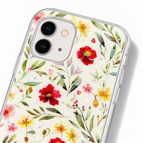 Husa pentru iPhone 12 cu imprimeu floral, rezistenta la socuri si lovituri - ZetGSM [3]