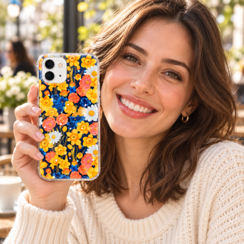 Husa pentru iPhone 12 cu imprimeu floral, rezistenta la socuri si lovituri - ZetGSM [7]