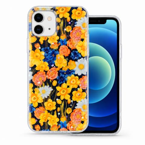 Huse Iphone - Husa pentru iPhone 12 cu imprimeu floral, rezistenta la socuri si lovituri - ZetGSM