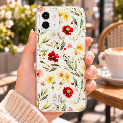 Husa pentru iPhone 12 cu imprimeu floral, rezistenta la socuri si lovituri - ZetGSM [4]