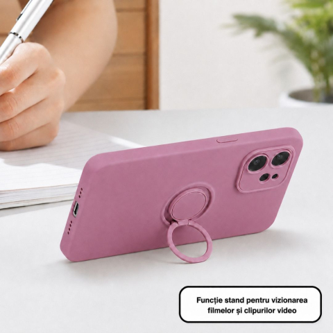 Husa pentru Iphone 12 din silicon, cu inel de prindere, protectie la camere si interior cu microfibra [1]