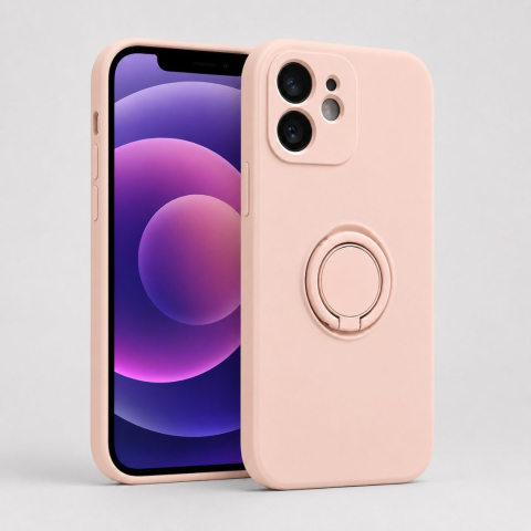 Huse Iphone - Husa pentru Iphone 12 din silicon, cu inel de prindere, protectie la camere si interior cu microfibra