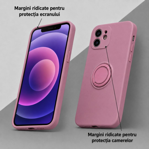 Husa pentru Iphone 12 din silicon, cu inel de prindere, protectie la camere si interior cu microfibra [2]