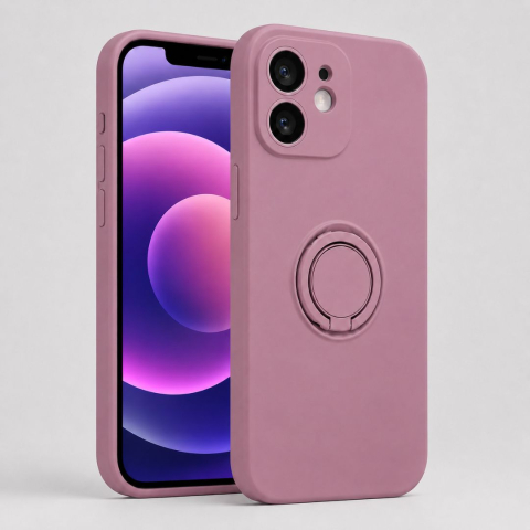 Huse Iphone - Husa pentru Iphone 12 din silicon, cu inel de prindere, protectie la camere si interior cu microfibra