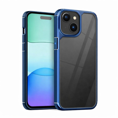 Huse Iphone - Husa pentru iPhone 14 Color Shock pentru spate, transparenta cu margini albastre