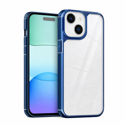 Husa pentru iPhone 14 Color Shock pentru spate, transparenta cu margini albastre [1]