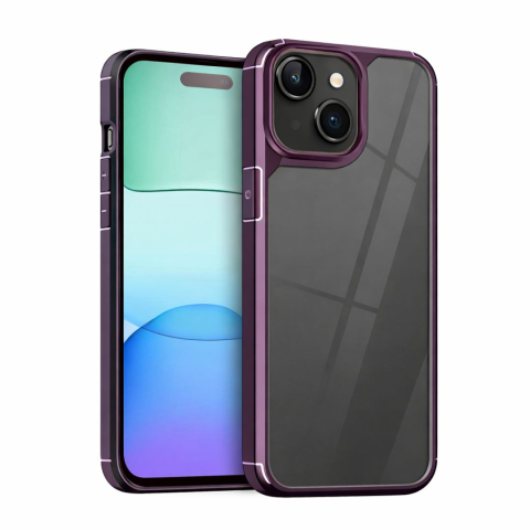 Huse Iphone - Husa pentru iPhone 13 Color Shock pentru spate, transparenta cu margini visinii